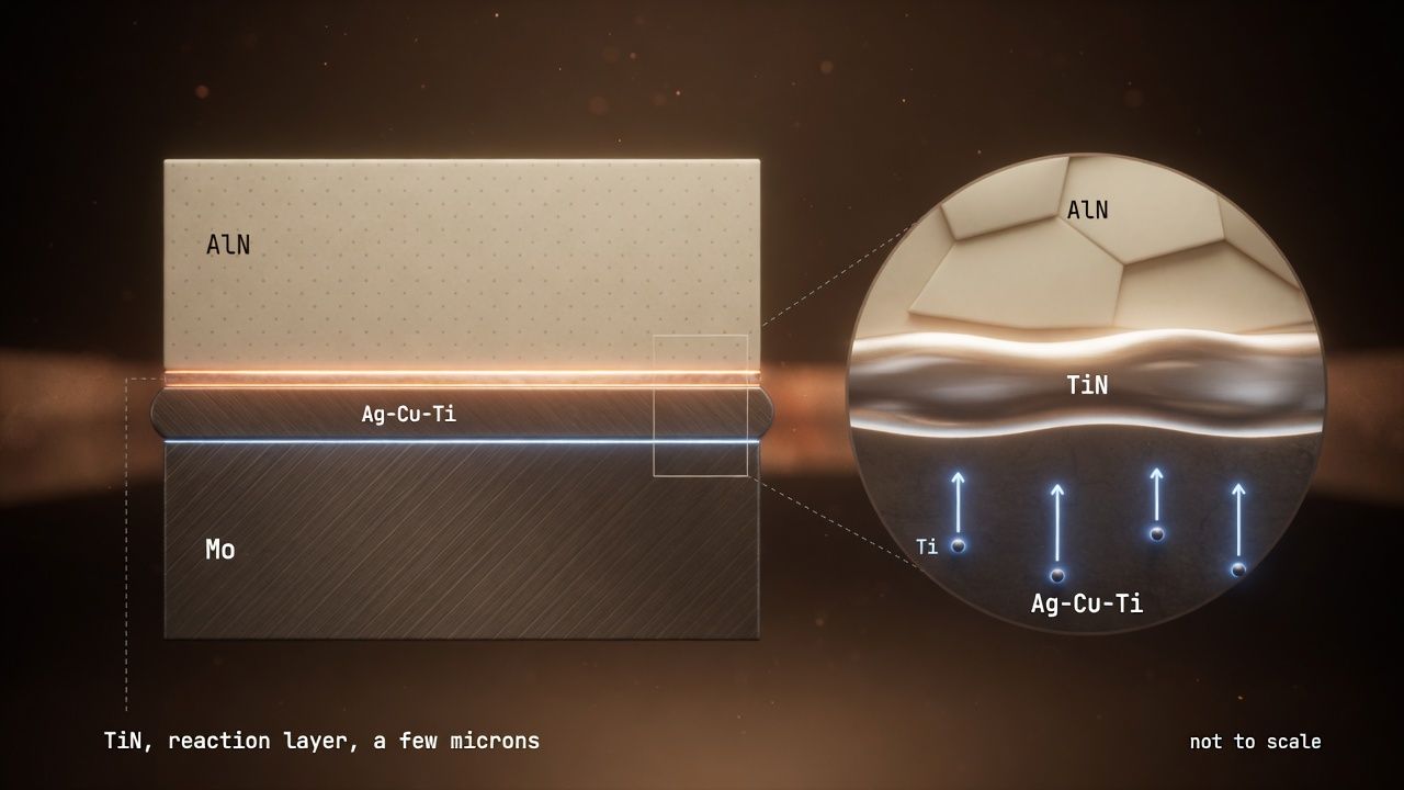 An active-braze seam at temperature, where the better ceramic earns its keep.