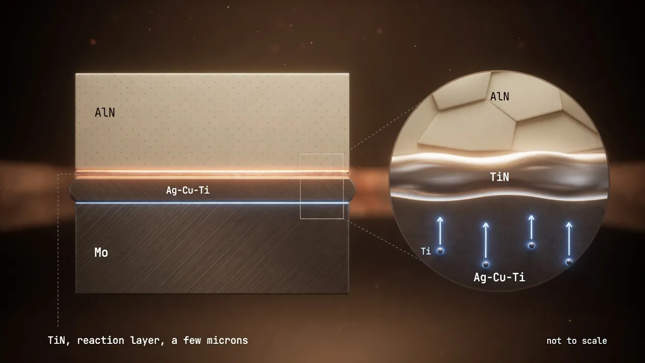An active-braze seam at temperature, where the better ceramic earns its keep.