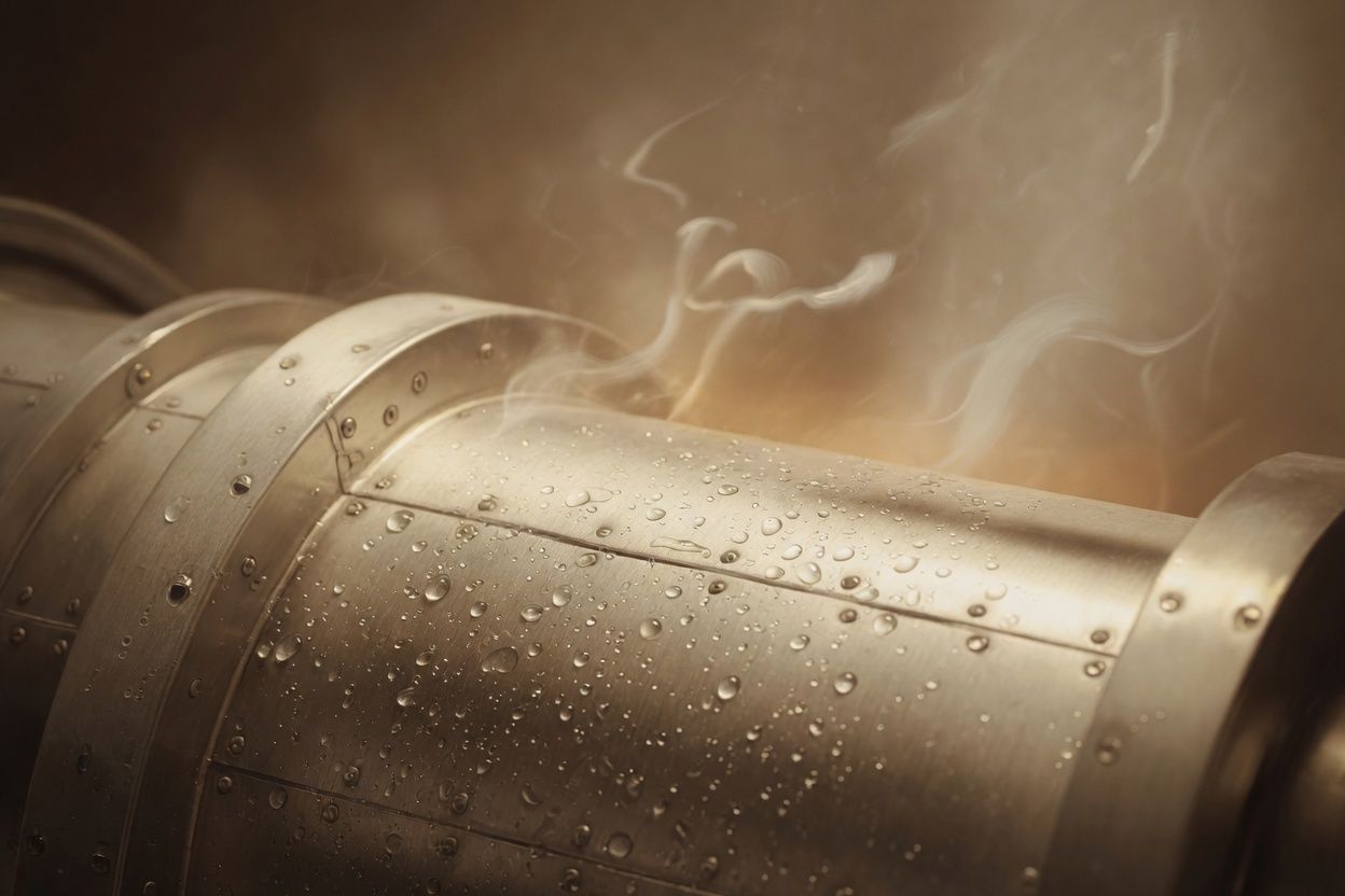 A chamber wrapped in heater jackets during a long bakeout, driving water off the walls.