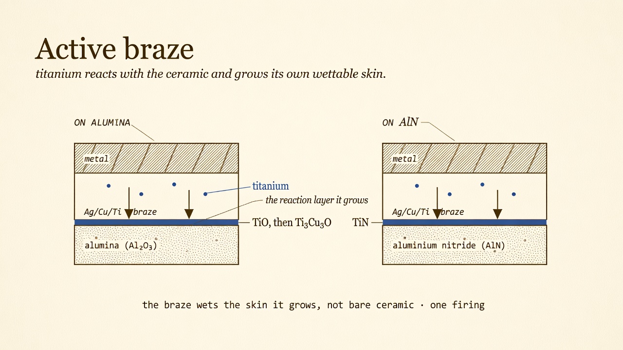 Active braze: titanium grows a wettable reaction layer